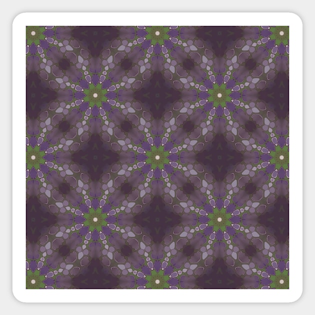 Green Center Purple Flower Pattern - WelshDesignsTP003 Sticker by WelshDesigns